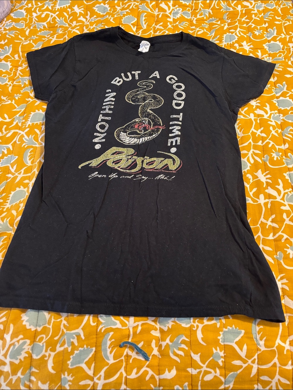 Women’s Fit Band T Poison Nothin But a Good Time Retro 90s Shirt Rock